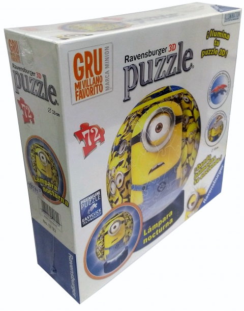 PUZZLE DE 72PIEZAS EN 3D MINION PARA FORMAR UNA LAMPARITA NOCTURNA.