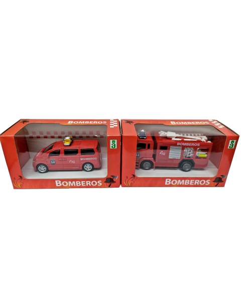 VEHICULO DE BOMBEROS DE METAL Y PLASTICO DE 12CM 22389.