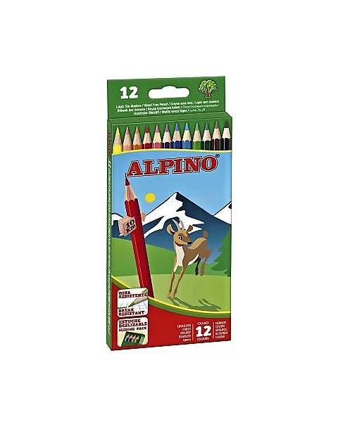 LAPIZ ALPINO DE 12 UNIDADES LARGO. LAPIZ SIN MADERA. 12 COLORES