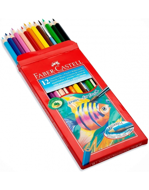 LAPIZ DE COLOR FABER-CASTELL CAJA DE 12 UNIDADES AQUARELABLE