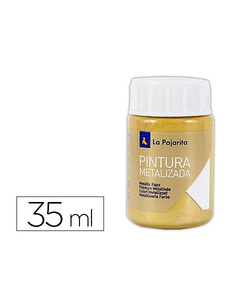 PINTURA METALIZADA DE COLOR ORO RICO. MARCA LA PAJARITA. CONTIENE 35ML.