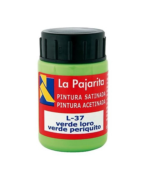 PINTURA BASE DE LATEX COLOR VERDE LORO. BOTE DE 35ML LA PAJARITA.