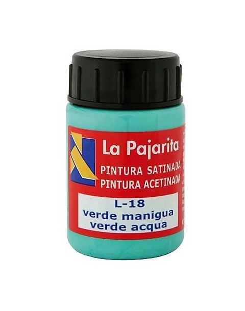 PINTURA BASE DE LATEX COLOR VERDE MANIGUA. BOTE DE 35ML LA PAJARITA.