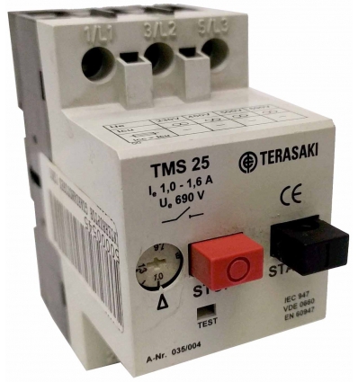 INTERRUPTOR GUARDAMOTORES TMS 25 1.0 - 1.6A. 690V. TERASAKI 035/004.