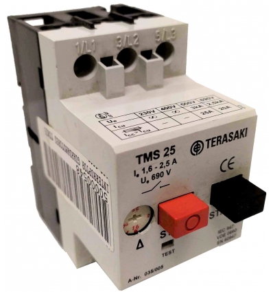 INTERRUPTOR GUARDAMOTORES TMS 25 - 1.6 - 2.5A. 690V. TERASAKI 035/005.