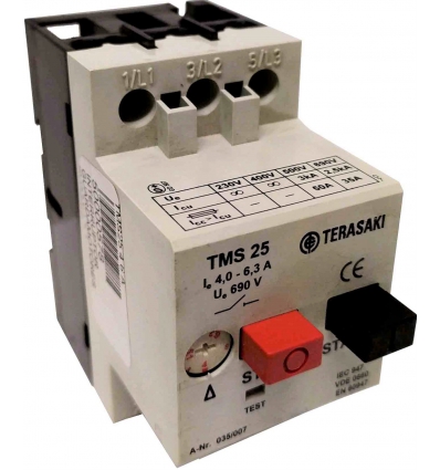 INTERRUPTOR GUARDAMOTORES TMS 25 - 4.0 - 6.3A. 690V. TERASAKI 035/007.