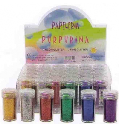 PURPURINA FINA EN TUBO. CON 6 COLORES METALIZADOS SURTIDOS.