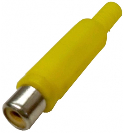 CONECTOR AEREO PARA AUDIO O VIDEO RCA HEMBRA COLOR AMARILLO.