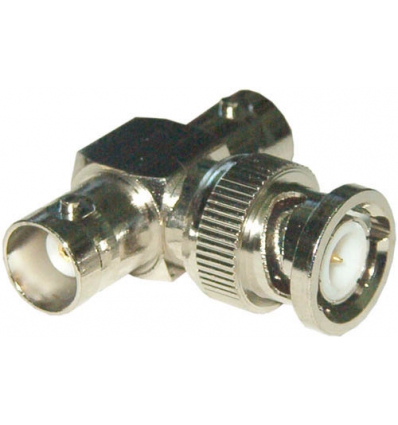 CONECTOR EN T BNC DE 1 MACHO A 2 BNC HEMBRAS METALICO