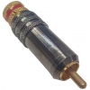 CONECTOR CLAVIJA DE AUDIO MACHO RCA METALICO COLOR ORO Y ROJO