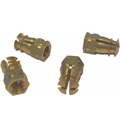 TACO METALICO DORADO DE EXPANSION PARA TORNILLO DE METRICA 4. DE LATON DE 1CM DE LARGO