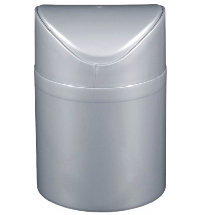 PAPELERA DE SOBREMESA DE PLASTICO CAPACIDAD 1.5L. TAPA BASCULANTE DE COLOR GRIS