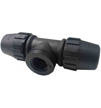 TE ENLACE DE Ø 20MMX20MMX1/2" HEMBRA ROSCADO NEGRO DE POLIETILENO.