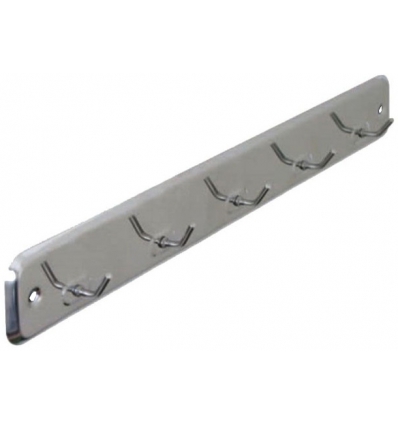 COLGADOR PERCHA PARA COCINA DE 5 GANCHOS DE ACERO INOX. MIDE 30X4CM. MARCA BRINOX B7036-0E