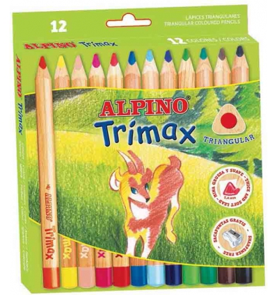 LAPIZ ALPINO TRIMAX DE 12 UNIDADES TRIANGULAR DE COLORES