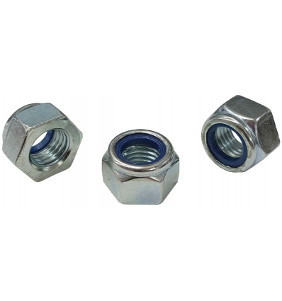 TUERCA AUTOBLOQUEANTE DE 16MM ESPECIAL DIN 985 HEXAGONAL METAL COLOR CINCADO CON FRENO DE SEGURIDAD