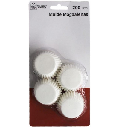 MOLDE DE  PAPEL BLANCO PARA BOMBONES Ø 5CM EN BLISTER DE 200 UNIDADES DE MARKET SUPREM A6078