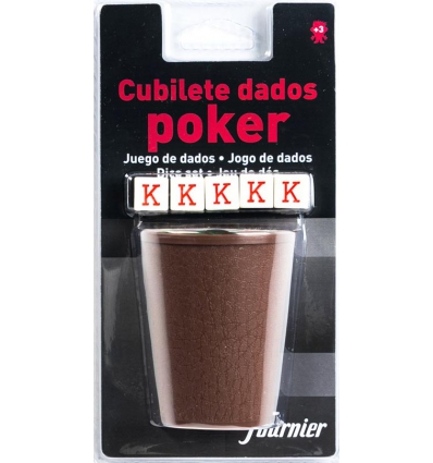 JUEGO DE CUBILETE + DADOS DE POKER FORRADO DE FOURNIER F29451