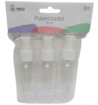 BOTE PULVERIZADOR DE 60ML. DE PLASTICO PARA DEDO EN BLISTER DE 3 UNIDADES DE MARKET SUPREM A9626