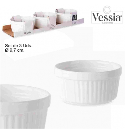 SET DE 3 BOWL REDONDO DE PORCELANA DE Ø 9,7CM DE VESSIA 84472