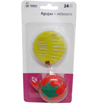 AGUJAS DE COSTURA 24 UNIDADES + ALFILETERO EN BLISTER DE MARKET SUPREM 25845