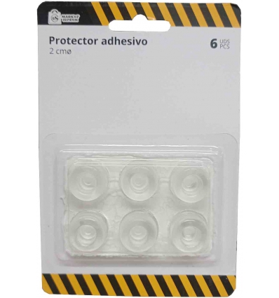 PROTECTOR ADHESIVO ANTIDESLIZANTE TRANSPARENTE TACO REDONDO DE Ø 2CM EN BILSTER DE 6 UNIDADES DE MARKET SUPREM 04324