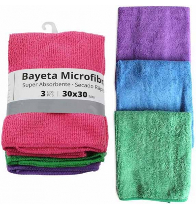 BAYETAS DE MICROFIBRA DE 30X30CM EN PACK DE 3 UNIDADES DE MARKET SUPREM A7797