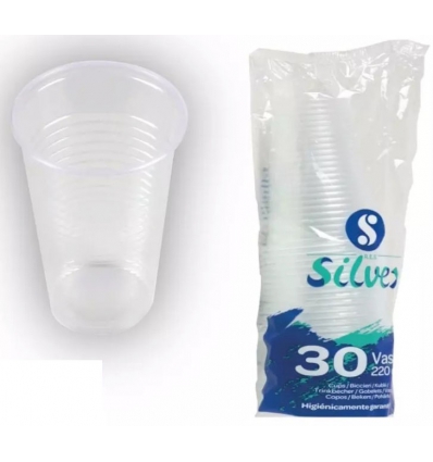 VASOS DE PLASTICO REUTILIZABLE TRANSPARENTE DE 220ML EN PAQUETES DE 30 UNIDADES