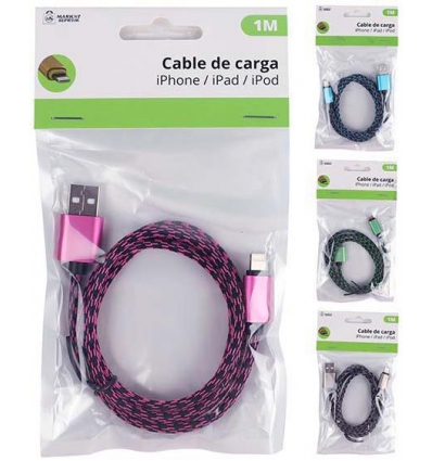 CABLE PARA CARGAR MOVIL CON USB A IPHONE DE 1 METRO DE MARKET SUPREM A9852