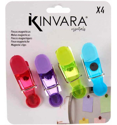 PINZAS MAGNETICAS DE COLORES EN SET DE 4 UNIDADES DE KINVARA CO23-00324