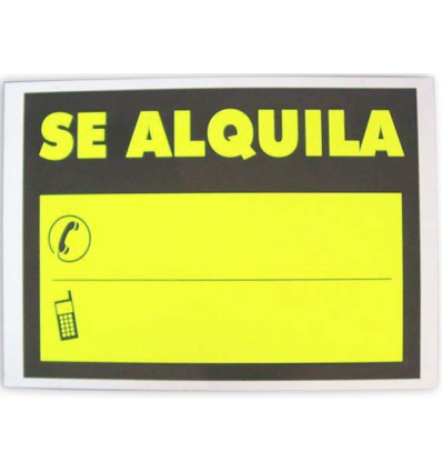 LETRERO CARTEL DE SE ALQUILA DE TAMAÑO A4 29.7X21CM DE PLASTICO DE MARKET SUPREM 05552