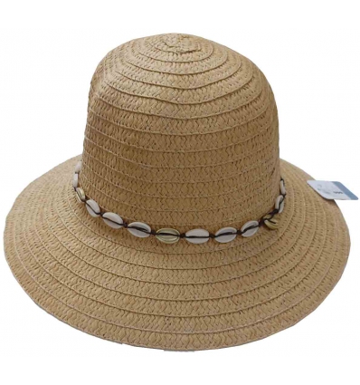 SOMBRERO PAMELA IMITACION A PAJA DE SRA. CON DECORACION DE CONCHAS TALLA UNICA DE MARKET SUPREM A9454