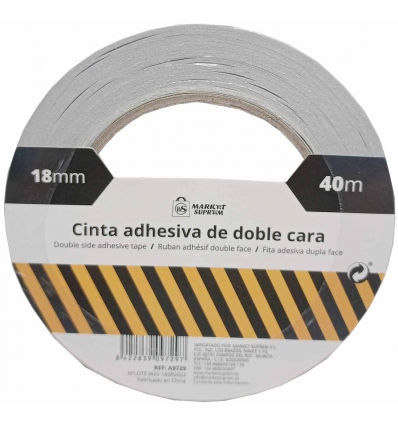 CINTA ADHESIVA BLANCA DE DOBLE CARA DE 18MMX40M DE MARKET SUPREM A9729