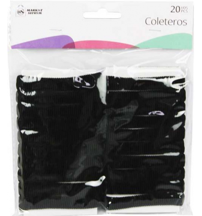 COLETERO DE GOMA ELASTICA NEGRA EN SET DE 20 UNIDADES DE MARKET SUPREME 11835