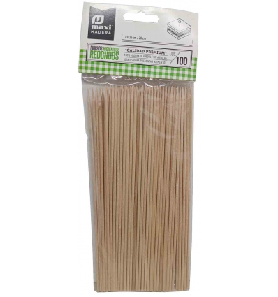 PALILLOS HIGIENICOS REDONDOS DE MADERA DE ABEDUL DE 20CM X Ø 0,25CM EN BLISTER DE 100 UNIDADES DE MAXI MADERA 4012