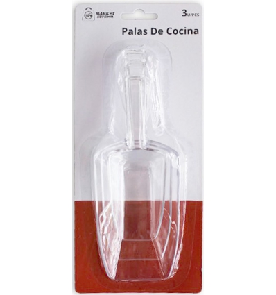 BALANZON PALAS DE COCINA DE PLASTICO TRANSPARENTE EN BLISTER DE 3 UNIDADES DE MARKET SUPREM A0297