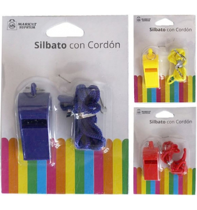 SILBATO DE PLASTICO CON CORDON DE COLORES DE MARKET SUPREM A0680