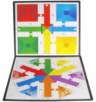 TABLERO DE PARCHIS DE CARTON DURO DE 4/6 JUGADORES SEGUN CARA Y MEDIDAS 34X34CM DE MARKET SUPREM 04332.