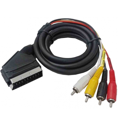 CABLE PARA TV DE 1.5M CON EUROCONECTOR MACHO PASA A 4 RCA MACHOS CABLES APANTALLADOS DE EDC 02-0580.