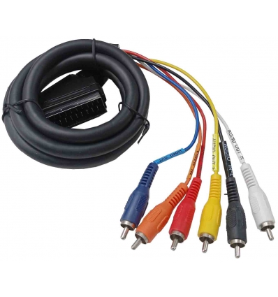 CABLE DE CONEXIONES TV 1 MACHO EUROCONECTOR A 4 RCA AUDIO Y 2 RCA VIDEO DE EDC 2-0690.