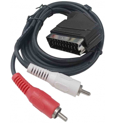 CABLE DE CONEXIONES TV 1 MACHO EUROCONECTOR A 2 RCA AUDIO Y 1,50 METROS DE CABLE DE EDC 2-0500.