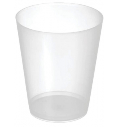 VASO DE PLASTICO REUTILIZABLE TRANSLUCIDO DE SIDRA EN PACK DE 4 UNIDADES.