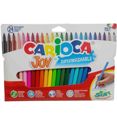 ROTULADOR DE PUNTA FINA JOY DE CARIOCA EN CAJA DE 24 UNIDADES CON TINTA SUPERLAVABLE Y NO TOXICA DE CARIOCA 43002.