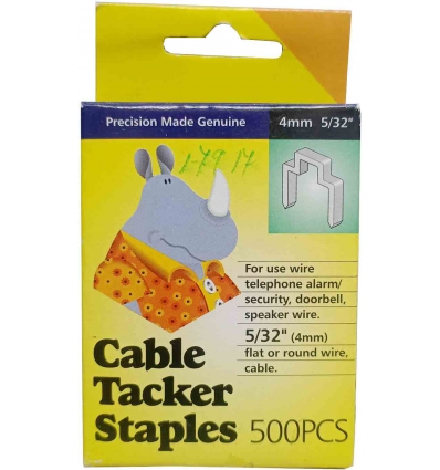 GRAPAS PARA CABLES CON FORMA DE 4MM 5/32" EN CAJA DE 500 UNIDADES.