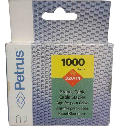 GRAPAS PARA CABLES DE 320X14MM CURVA EN CAJA DE 1000 UNIDADES DE PETRUS 77519.