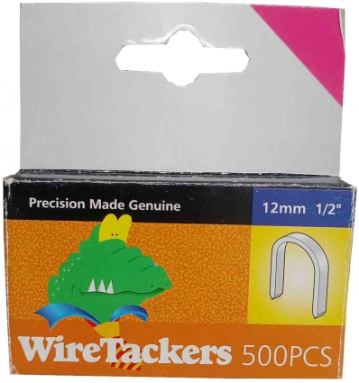 GRAPAS PARA CABLES EN U CURVA DE 12MM 1/2" DE 320X12 EN CAJA DE 500 UNIDADES MARCA WIRETACKERS 1878.