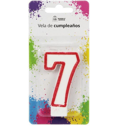 VELA NUMERICA PARA CUMPLEAÑOS EL NUMERO 7 DE 7,5CM.