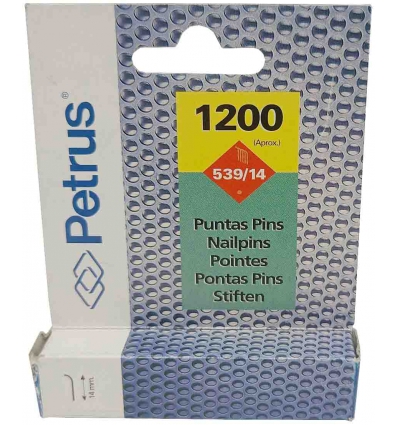 PUNTAS PINS COBREADA DE PETRUS MODELO 539/14 PARA CLAVADORA EN CAJA DE 1200 UNIDADES APROXIMADAMENTE.