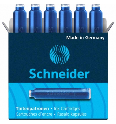 RECAMBIO DE TINTA PARA PLUMA AZUL EN PAQUETE DE 6 UNIDADES DE SCHNEIDER 6603.