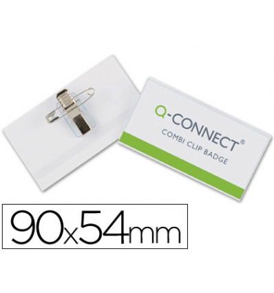 PLACA DE IDENTIFICACION DE 54X90MM. CON PINZA E IMPERDIBLE DE Q-CONNECT KF01567.